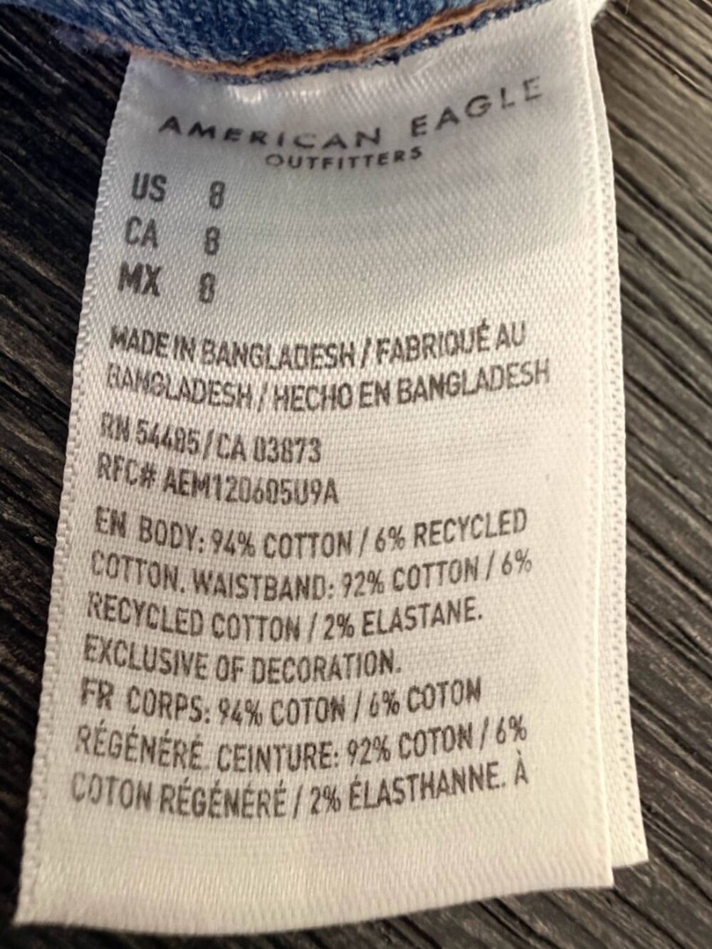 American Eagle Outfitters Ripped Denim Short Acid Wash 8 #A3109 - Picture 6 of 7